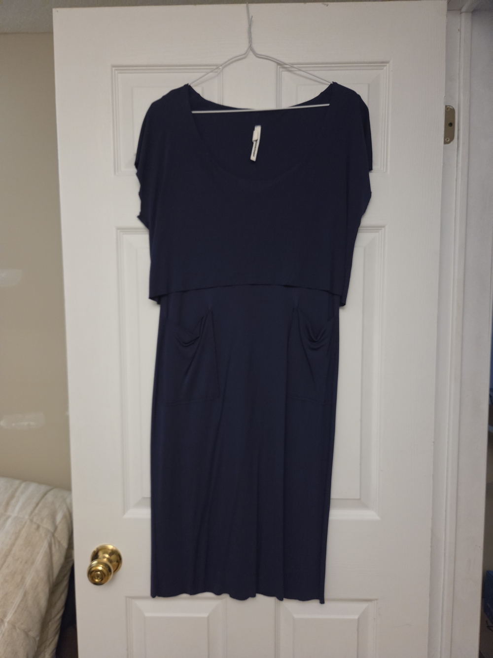 Everyday Navy Midi Dress with Layered Bodice